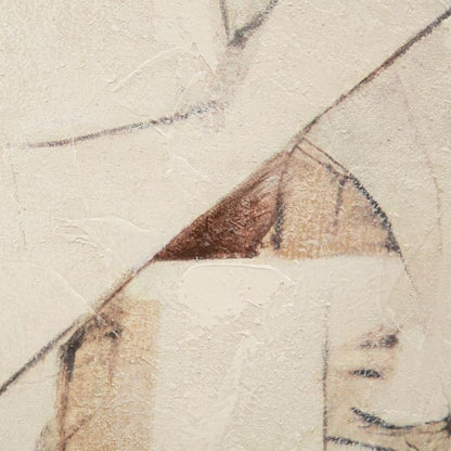 Close-up of textured warm neutral and charcoal brushwork on Interwoven