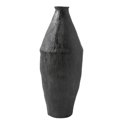 Large textured vase for sale in matte black finish, ideal for home decor and floral arrangements