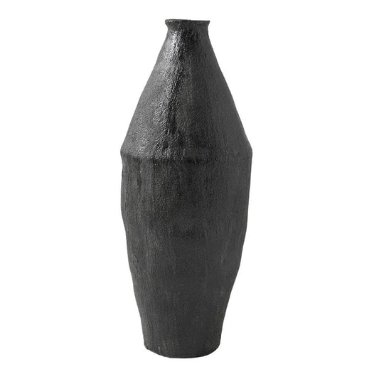 Large textured vase for sale in matte black finish, ideal for home decor and floral arrangements