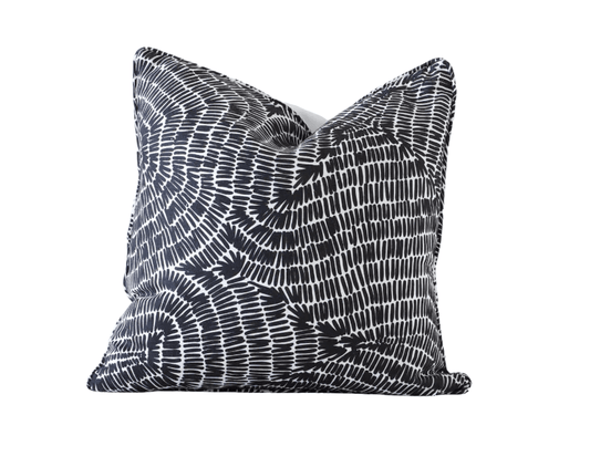 Maze | Self-Piped Linen Cushion Charcoal - Mirra Interiors