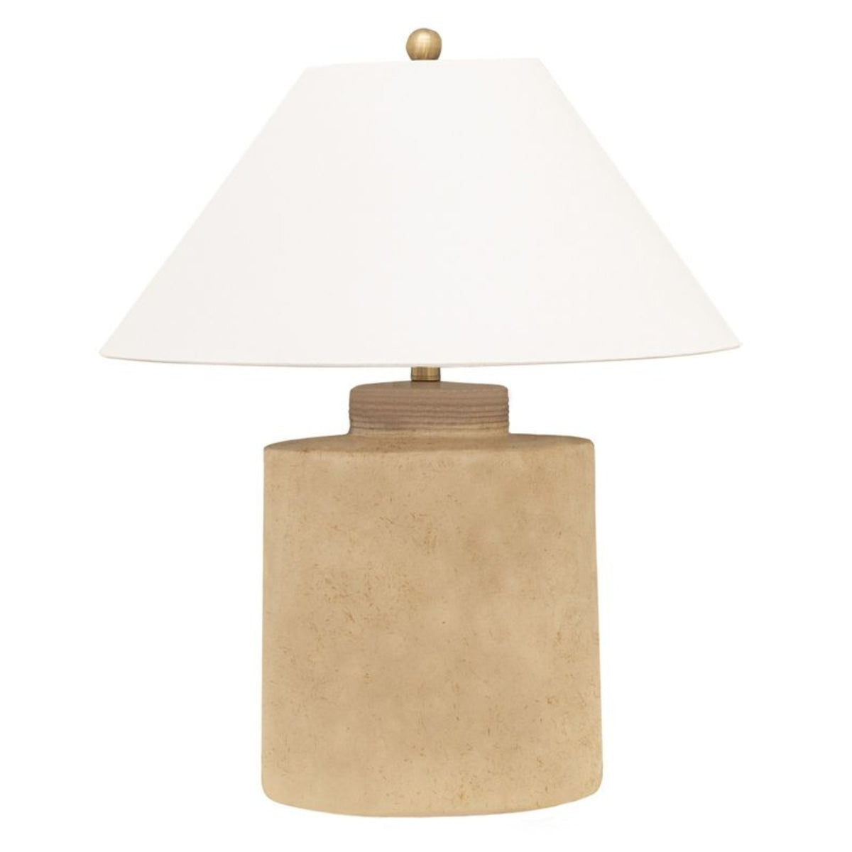 Talia sandy brown table lamp with white tapered shade