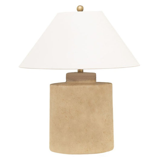 Talia sandy brown table lamp with white tapered shade