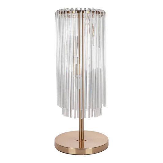 Zella | Glass Rod Table Lamp - Brass