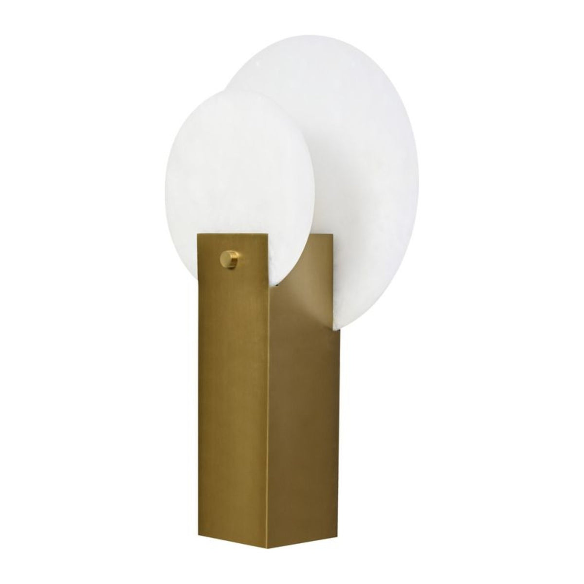 Oria alabaster table lamp angled view showing overlapping discs