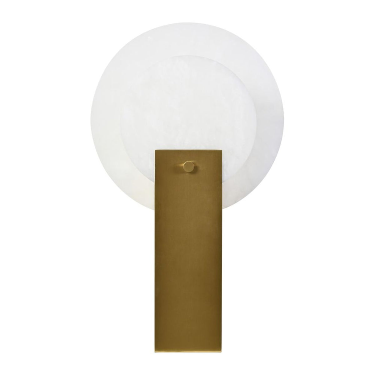 Oria alabaster table lamp front view with brass finish