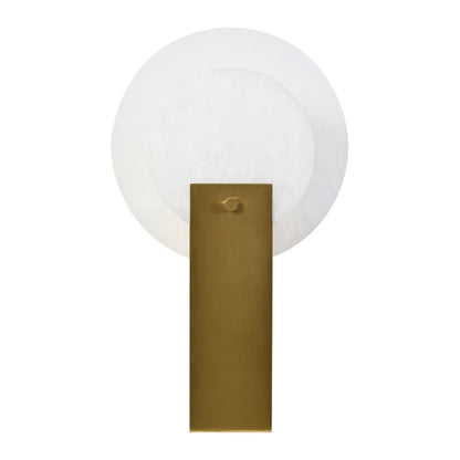 Oria alabaster table lamp front view with brass finish