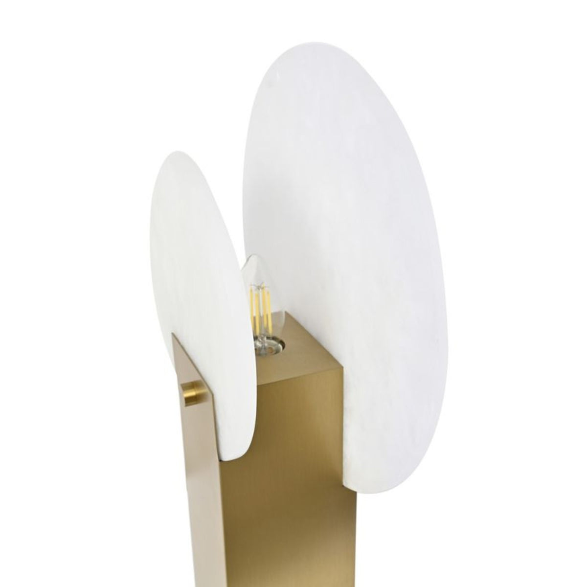 Oria table lamp side view showing alabaster discs and E14 fitting
