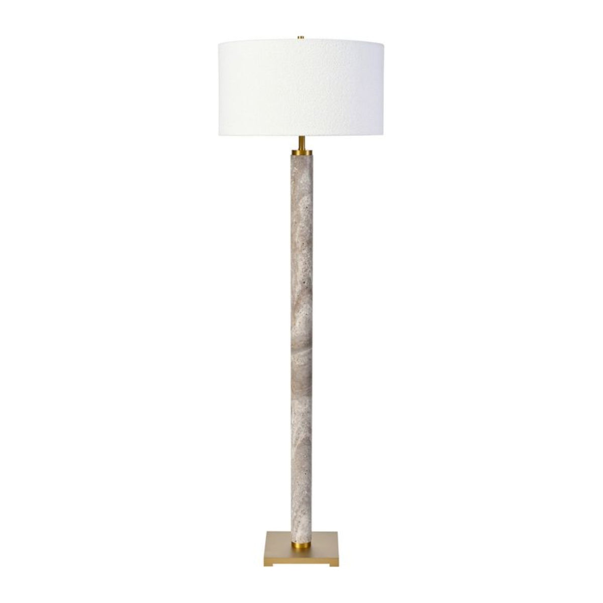 Orien marble floor lamp with white drum shade