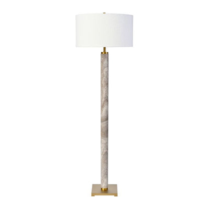 Orien marble floor lamp with white drum shade