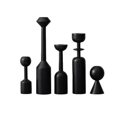 Minimalist Wooden Candle Holder Set of 5 Black - Mirra Interiors