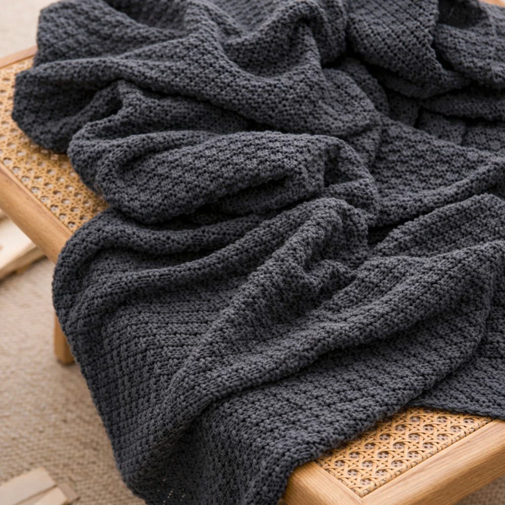 Celeste | Soft Tassel Acrylic Throw Rug - Dark Grey