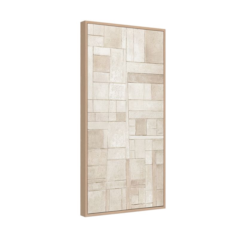 Fragments I | Framed Canvas Painting - Natural Frame