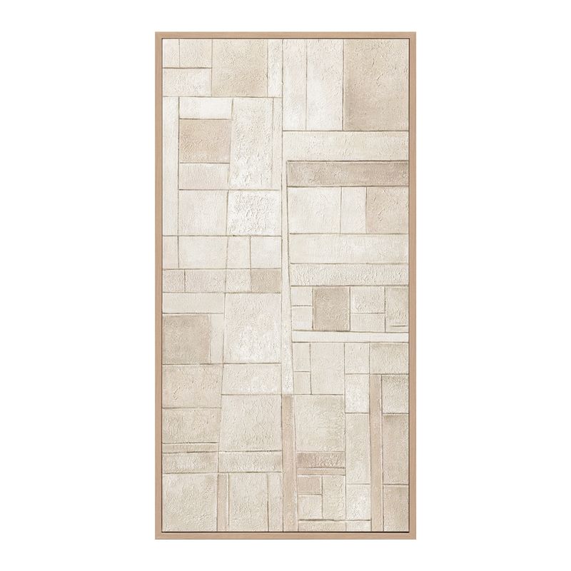 Fragments I | Framed Canvas Painting - Natural Frame