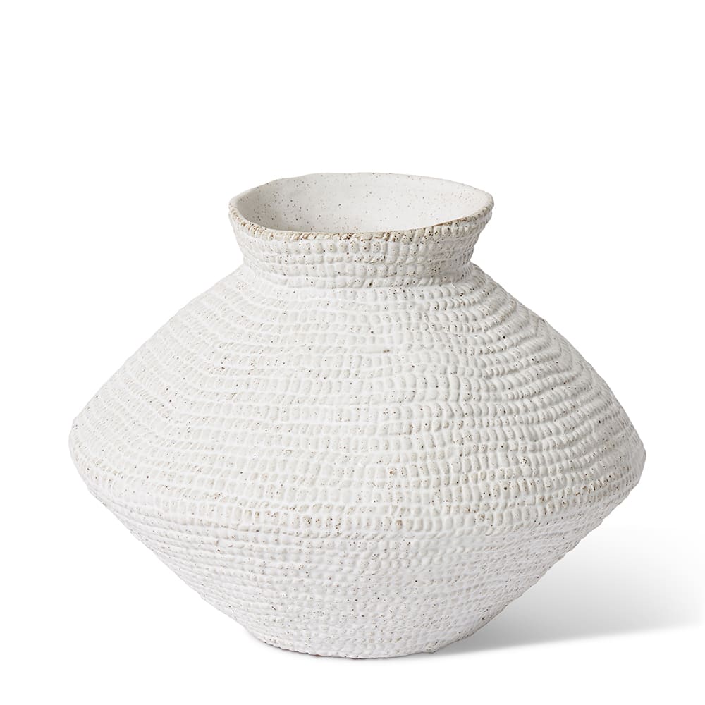 Alba | Textured Ceramic Vase - White
