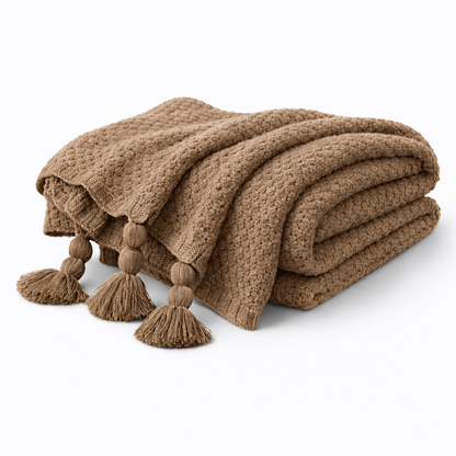 Celeste | Soft Tassel Acrylic Throw Rug - Mocha