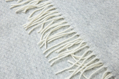 light grey wool throw blanket rug close up 