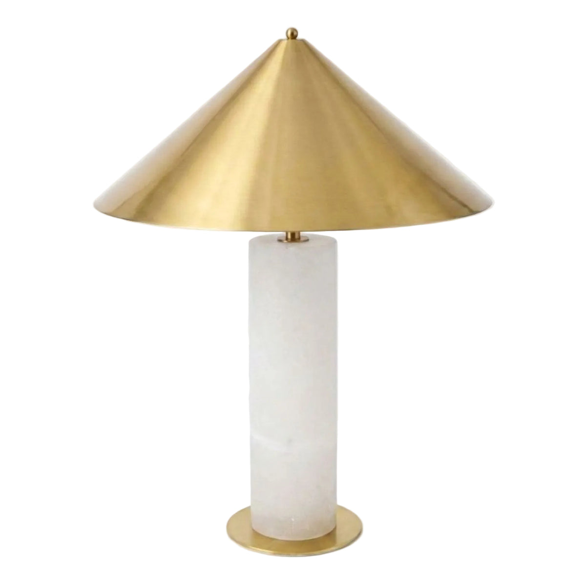 Solene alabaster table lamp with brass conical shade