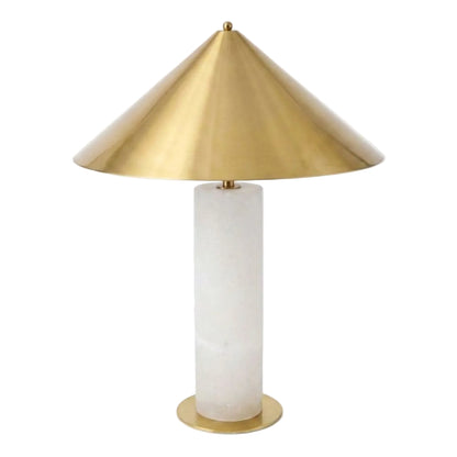 Solene alabaster table lamp with brass conical shade