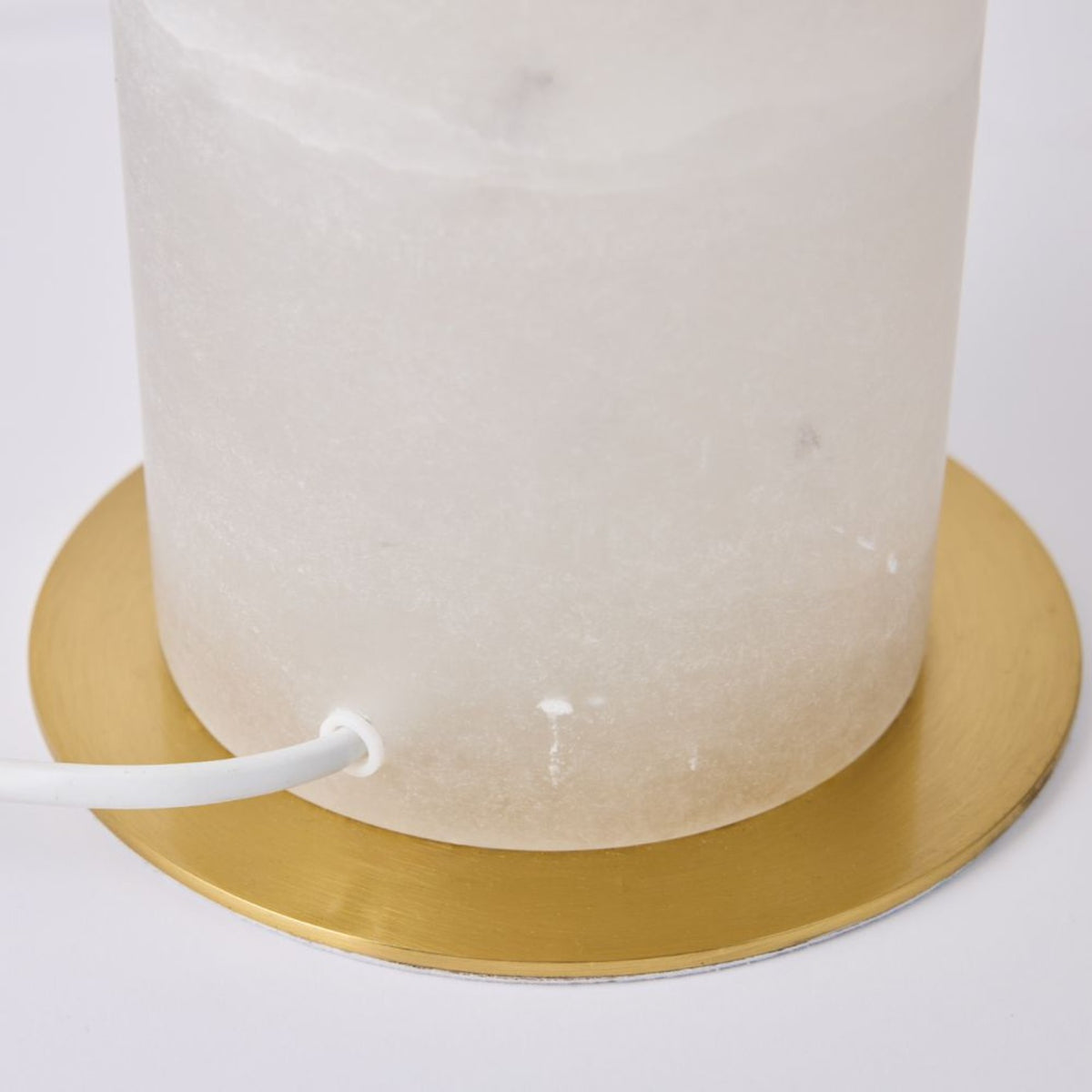 Natural alabaster base and white cord detail