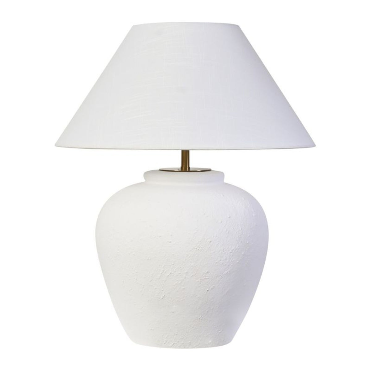 Sora white textured table lamp with tapered white shade