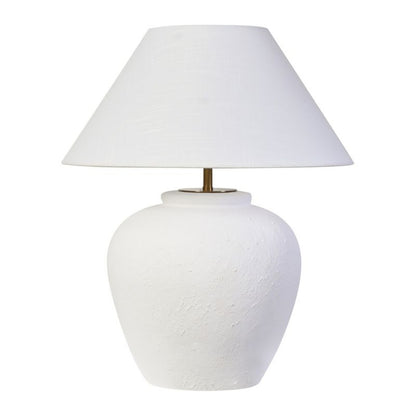 Sora white textured table lamp with tapered white shade