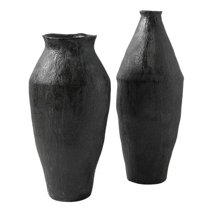 Artisan textured black porcelain vase set for stylish home decor and elegant displays by Mirra Interiors