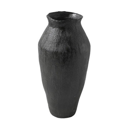 Textured black porcelain vase by Mirra Interiors, featuring an elegant and modern design