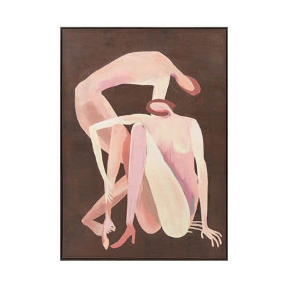 The Shape of Us hand-painted figurative canvas in walnut frame, front view
