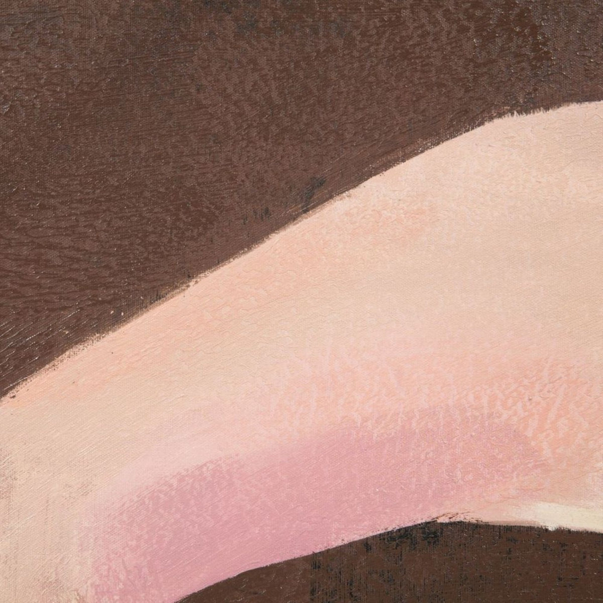 Detail of chocolate and blush oil brushwork on The Shape of Us