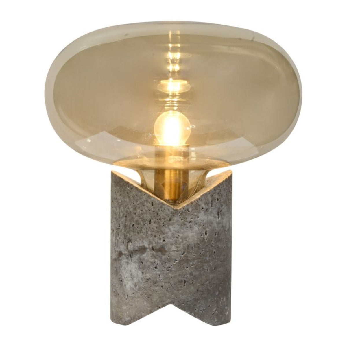 Vela amber glass table lamp illuminated