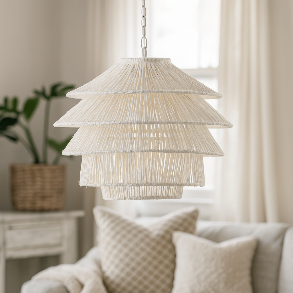 Soleil | Hand Woven Rope Pendant - White