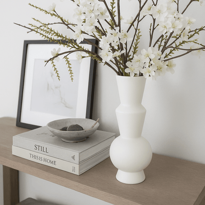 Amira | Porcelain Geometric Vase Ivory - Mirra Interiors