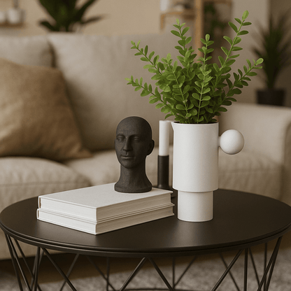 Aline | Metal Pitcher Vase - White - Mirra Interiors